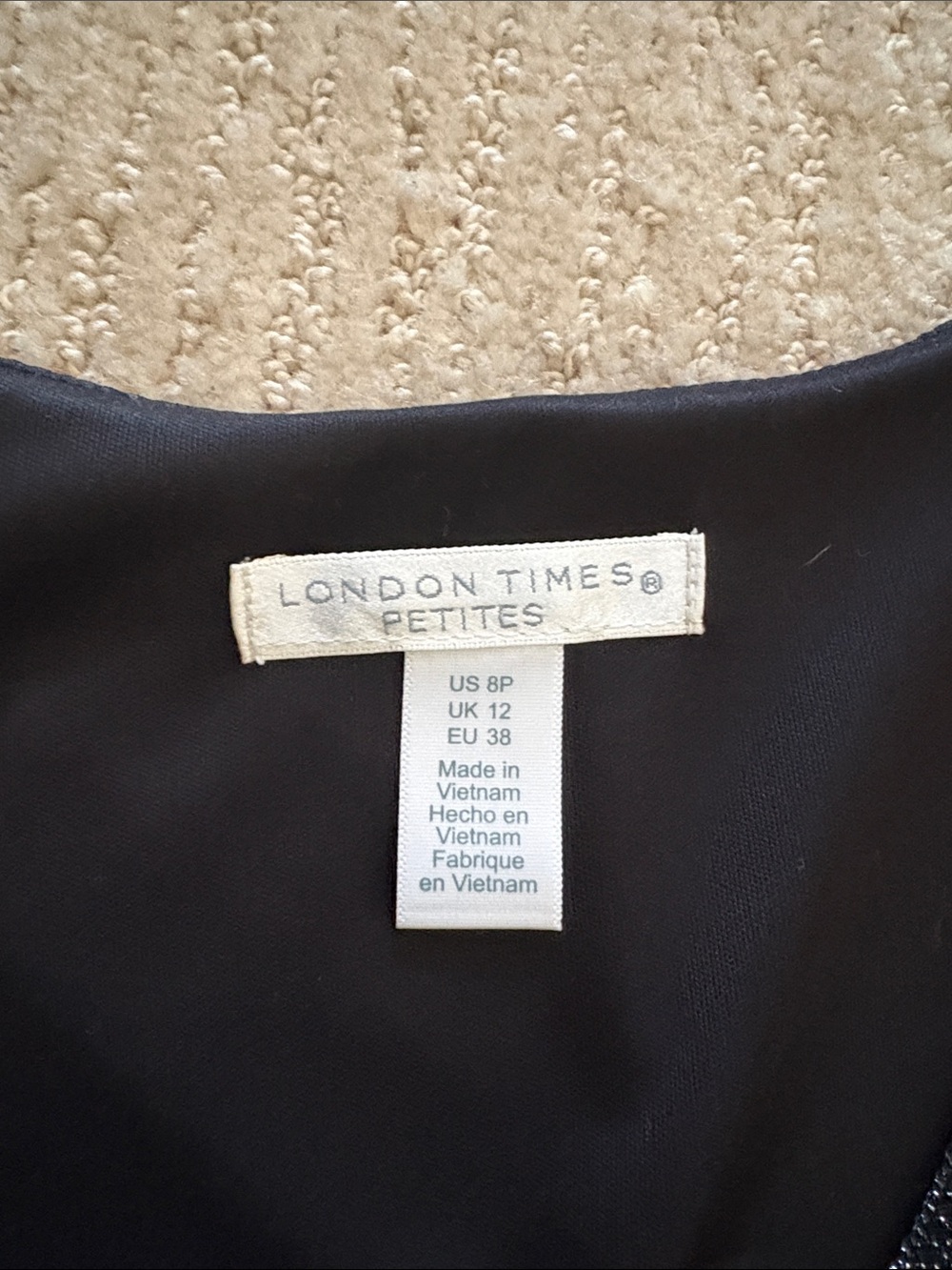 London Times Sparkle V-Neck Midi Dress - Black & Blue - Picture 3 of 3